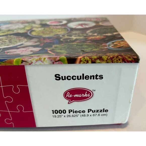 Succulents 1000 Piece Jigsaw Puzzle NEW with Mini Poster, Made in USA Remarks - Picture 3 of 3